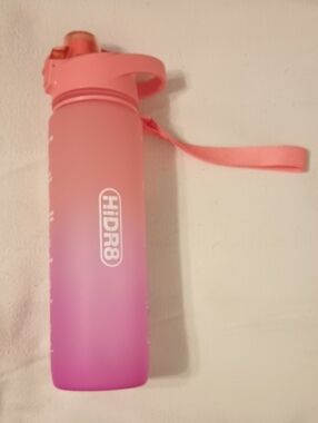 HiDR8 Ombre Pink Water Bottle with Carry Strap